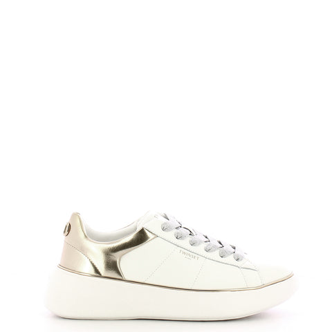 Twinset - Oval T Bic. Ottico Oro leather Sneakers - 251TCP042 - BIC.OTTICO/ORO