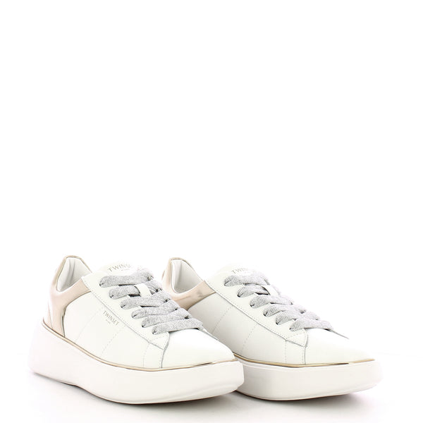 Twinset - Oval T Bic. Ottico Oro leather Sneakers - 251TCP042 - BIC.OTTICO/ORO