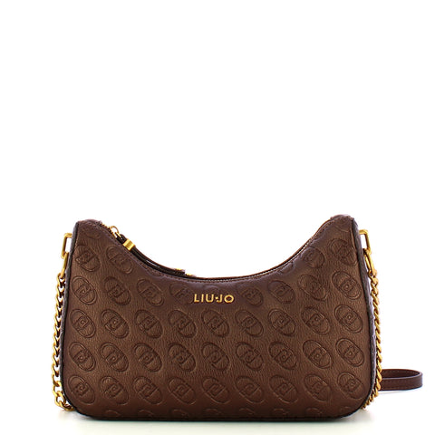 Liu Jo - Borsa a spalla mezzaluna logo Brown Stone Met AF4056 | Italystation.com Shop Now at italystation.com