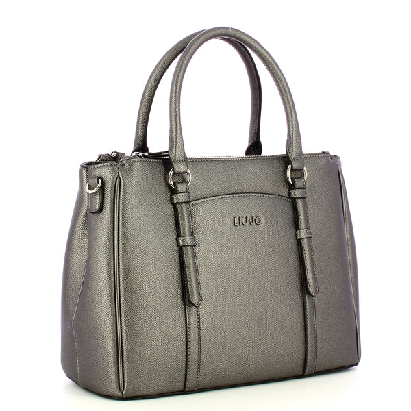 Liu Jo - Borsa a mano Nevet grande Antracite Met AF4153E0087 | Italystation.com Shop Now at italystation.com