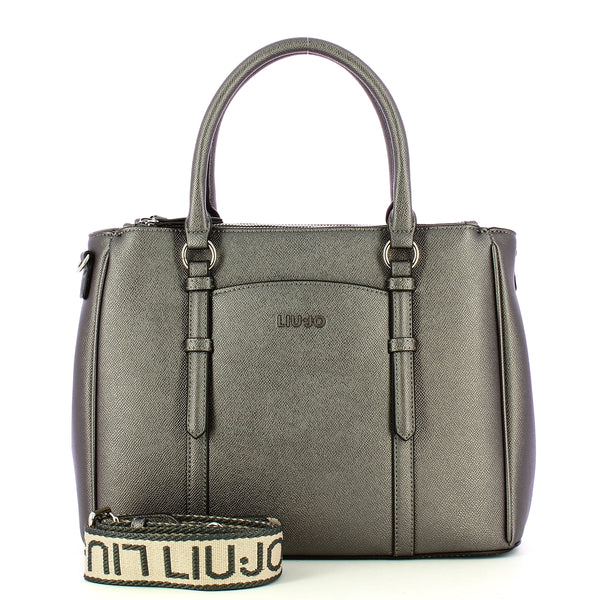 Liu Jo - Borsa a mano Nevet grande Antracite Met AF4153E0087 | Italystation.com Shop Now at italystation.com