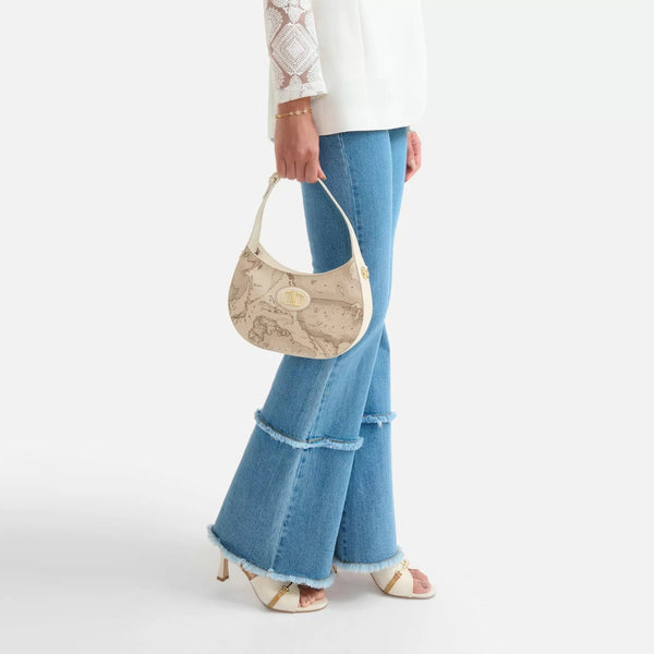 Alviero Martini 1a Classe - Mini Half-moon Bag Sand Safari Geo Rafia - LC259398 - RAFIA