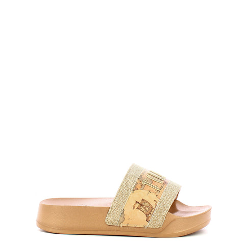 Alviero Martini 1a Classe - Sliders with strap Platino Geo Beige - 22010513 - PLATINO/GEO/BEIGE
