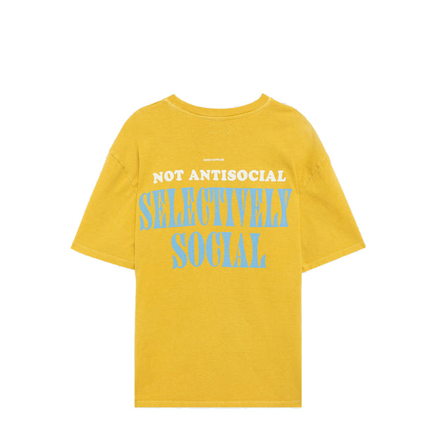 Amish - T-Shirt Jersey Not Antisocial Warm Yellow - AMU037CL180304 - WARM/YELLOW