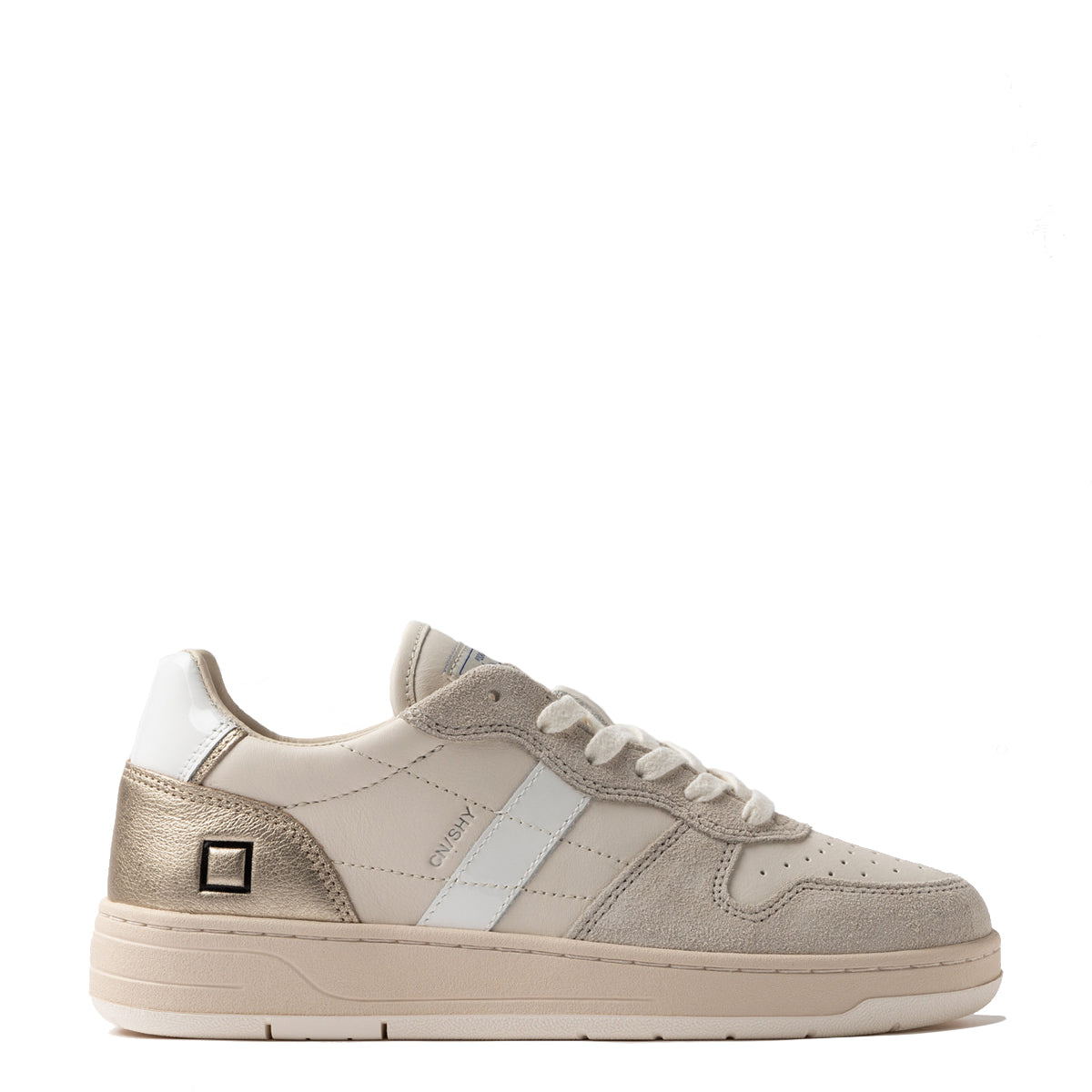 D.A.T.E. - Court Shiny White Platinum Sneakers - W421-CR-SH - WHITE-PLATINUM