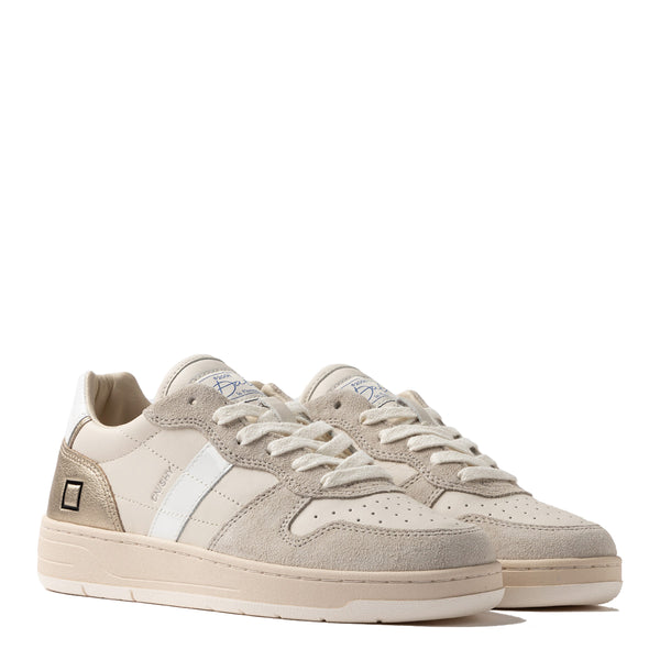 D.A.T.E. - Court Shiny White Platinum Sneakers - W421-CR-SH - WHITE-PLATINUM