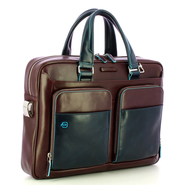 Piquadro - Slim 14.0 Laptop Briefcase Blue Square - CA2849B2 - VIOLA/BLU