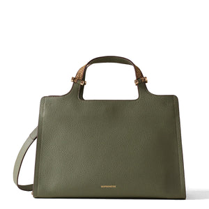 Borbonese - Bolt Medium Oliva OP Naturale Handbag - 924272AR3 - OLIVA/OP/NATURALE