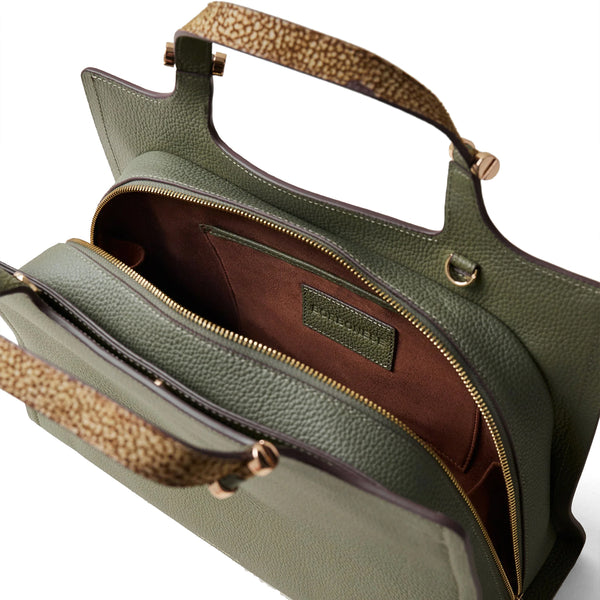 Borbonese - Bolt Medium Oliva OP Naturale Handbag - 924272AR3 - OLIVA/OP/NATURALE