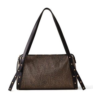Borbonese - Metropole Medium OP Naturale Nero Handbag - 933257I15 - OP/NATURALE/NERO