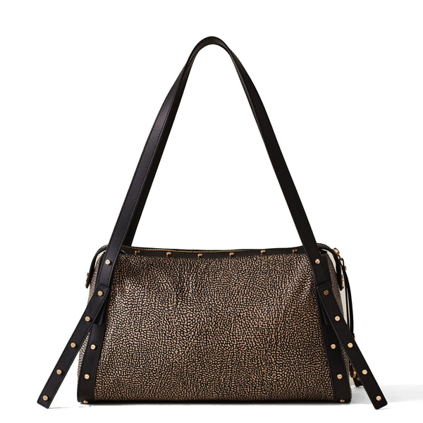 Borbonese - Metropole Medium OP Naturale Nero Handbag - 933257I15 - OP/NATURALE/NERO