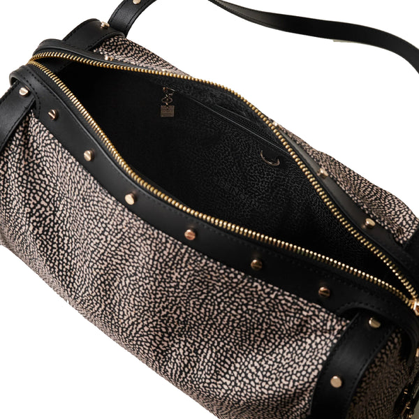 Borbonese - Metropole Medium OP Naturale Nero Handbag - 933257I15 - OP/NATURALE/NERO