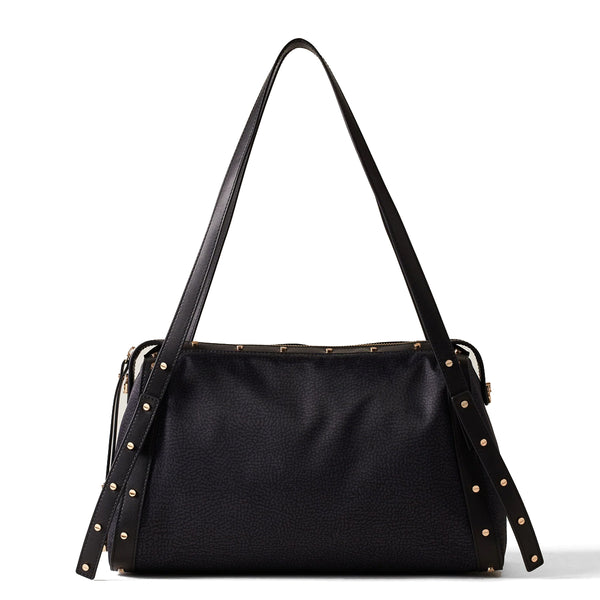 Borbonese - Metropole Medium Dark Black Handbag - 933257I15 - DARK/BLACK