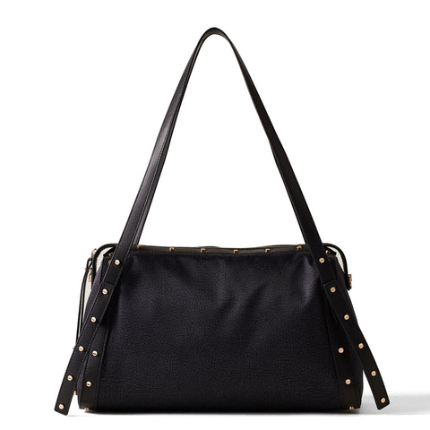 Borbonese - Metropole Medium Dark Black Handbag - 933257I15 - DARK/BLACK