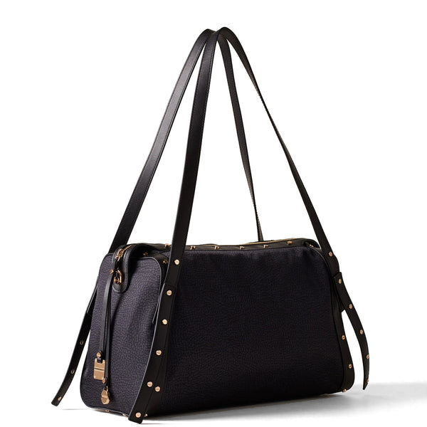 Borbonese - Metropole Medium Dark Black Handbag - 933257I15 - DARK/BLACK