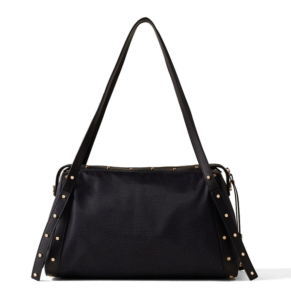 Borbonese - Metropole Medium Dark Black Handbag - 933257I15 - DARK/BLACK
