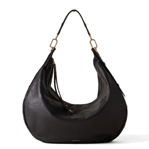 Borbonese - Hobo Bag Oyster Large leather Nero - 923529AV9 - NERO