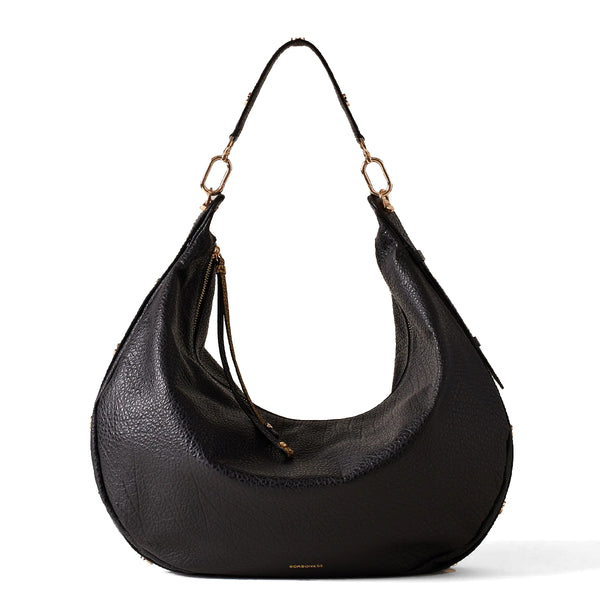 Borbonese - Hobo Bag Oyster Large leather Nero - 923529AV9 - NERO