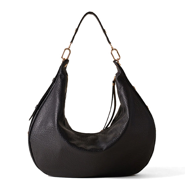 Borbonese - Hobo Bag Oyster Large leather Nero - 923529AV9 - NERO