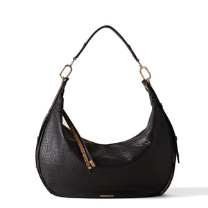 Borbonese - Hobo Bag Oyster Medium leather Nero - 923528AV9 - NERO