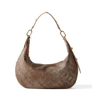 Borbonese - Hobo Bag Oyster Medium Graffiti OP Naturale Porridge - 923636AZ5 - OP/NATURALE/PORRIDGE