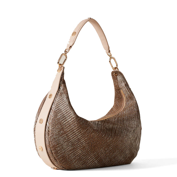Borbonese - Hobo Bag Oyster Medium Graffiti OP Naturale Porridge - 923636AZ5 - OP/NATURALE/PORRIDGE