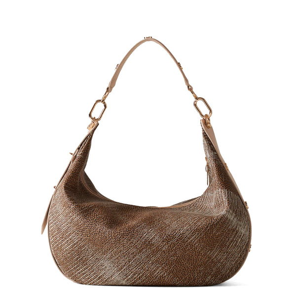 Borbonese - Hobo Bag Oyster Medium Graffiti OP Naturale Porridge - 923636AZ5 - OP/NATURALE/PORRIDGE