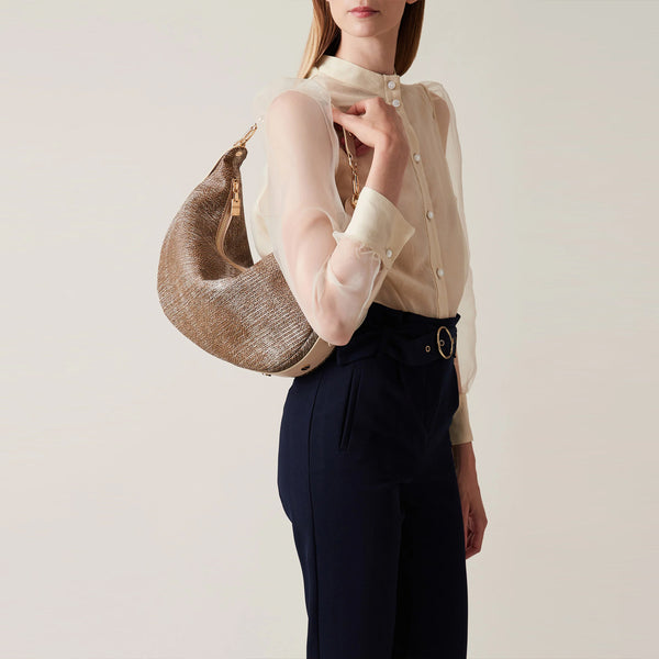 Borbonese - Hobo Bag Oyster Medium Graffiti OP Naturale Porridge - 923636AZ5 - OP/NATURALE/PORRIDGE