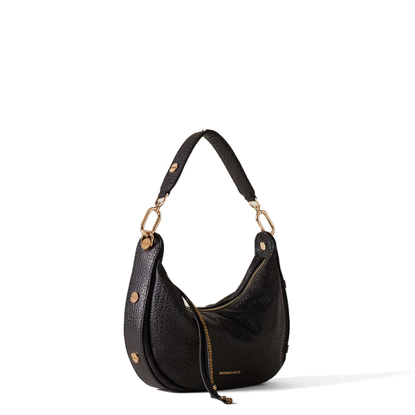 Borbonese - Hobo Bag Oyster Petite leather Nero - 923527AV9 - NERO