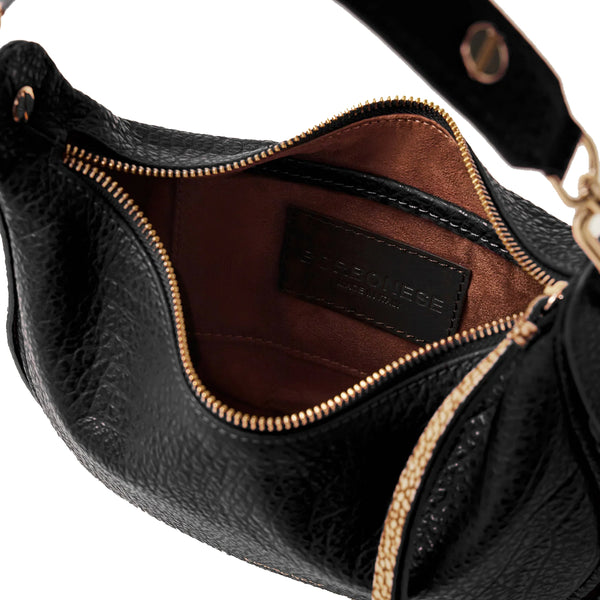 Borbonese - Hobo Bag Oyster Petite leather Nero - 923527AV9 - NERO
