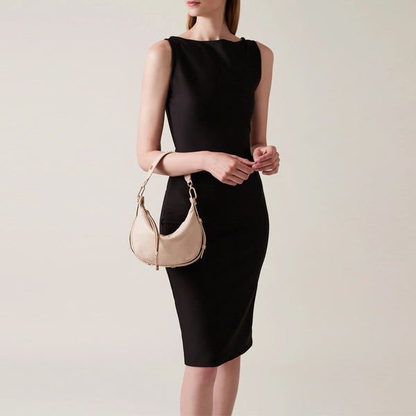 Borbonese - Hobo Bag Oyster Petite leather Porridge - 923527AV9 - PORRIDGE