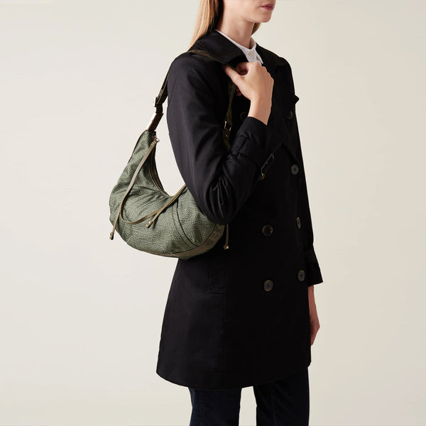 Borbonese - Hobo Bag Fold Small Verde Militare - 933833AH1 - VERDE/MILITARE