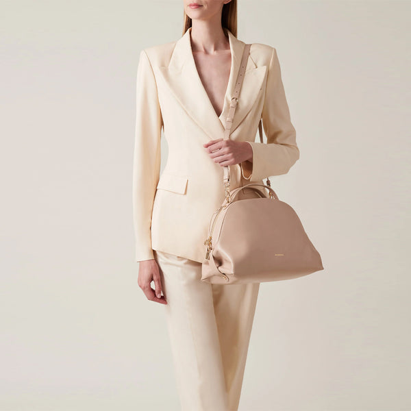 Borbonese - Sexy Bag Medium leather Porridge Handbag - 923330AZ0 - PORRIDGE