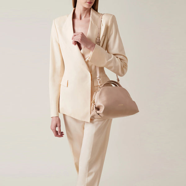 Borbonese - Sexy Bag Small leather Porridge Handbag - 923329AZ0 - PORRIDGE