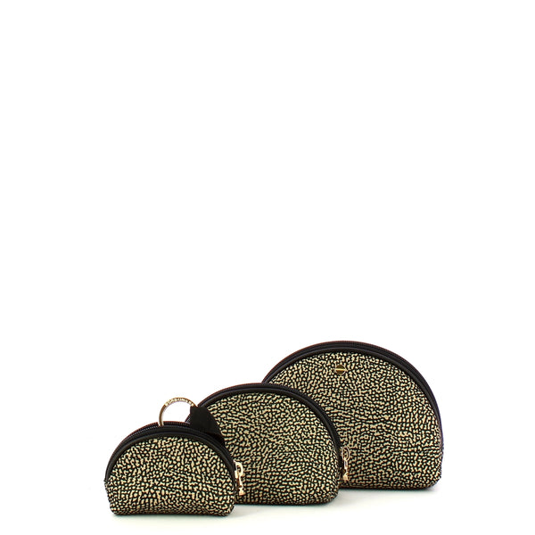 Borbonese - Set of 3 Pouches OP Naturale Nero - 932026I15 - OP/NATURALE/NERO
