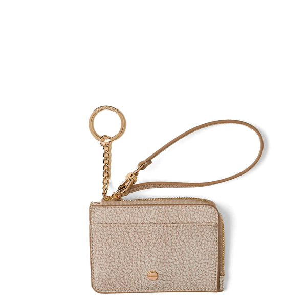 Borbonese - Wallet with keychain in coated fabric Sabbia - 900134AR6 - SABBIA