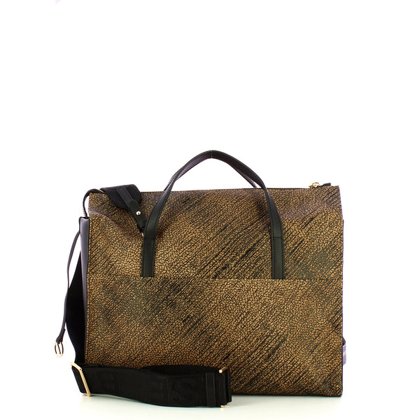 Borbonese - Handbag M OP Naturale Nero - 903006AZ5 - OP/NATURALE/NERO