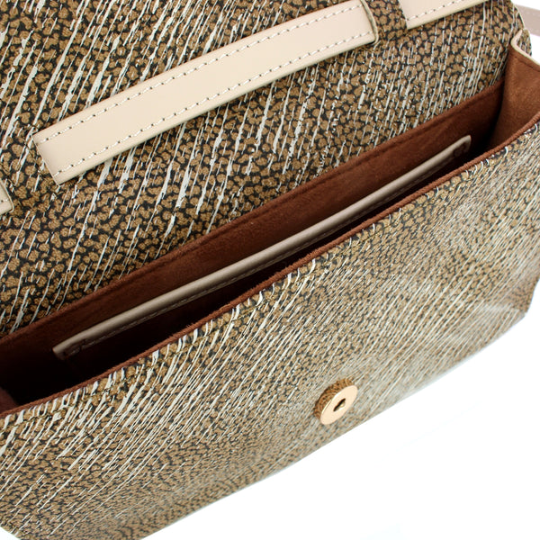 Borbonese - Tracolla Livre Small Graffiti OP Naturale Porridge - 903002AZ5 - OP/NATURALE/PORRIDGE