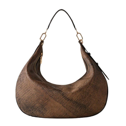 Borbonese - Hobo Bag Oyster Large Graffiti OP Naturale Nero - 923637AZ5 - OP/NATURALE/NERO