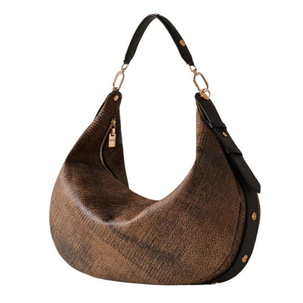 Borbonese - Hobo Bag Oyster Large Graffiti OP Naturale Nero - 923637AZ5 - OP/NATURALE/NERO
