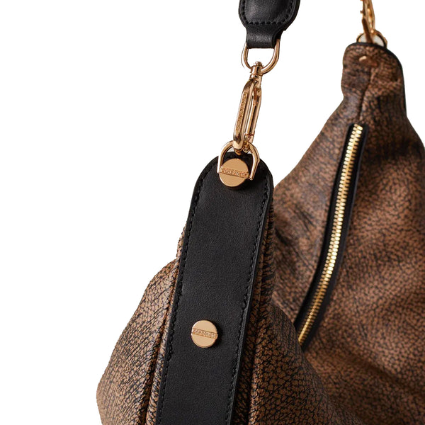 Borbonese - Hobo Bag Oyster Large Graffiti OP Naturale Nero - 923637AZ5 - OP/NATURALE/NERO