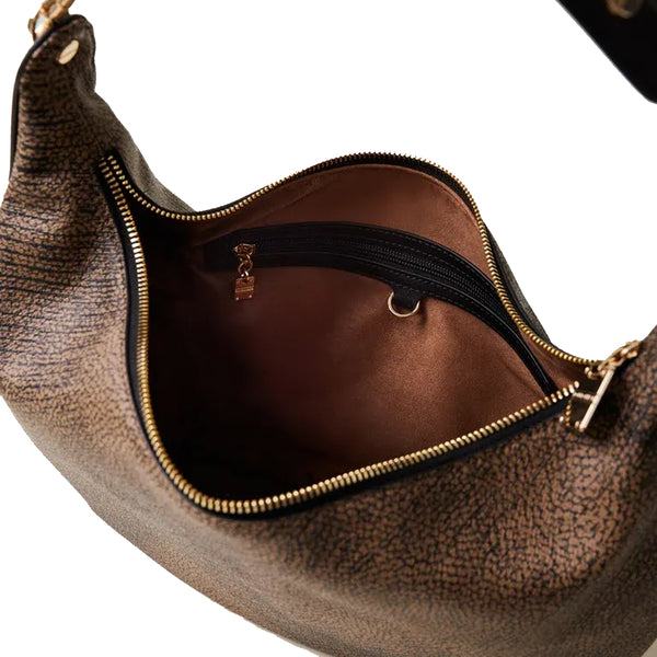 Borbonese - Hobo Bag Oyster Large Graffiti OP Naturale Nero - 923637AZ5 - OP/NATURALE/NERO