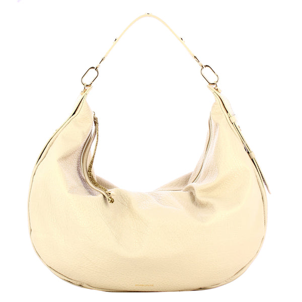 Borbonese - Hobo Bag Oyster Large leather Porridge - 923529AV9 - PORRIDGE