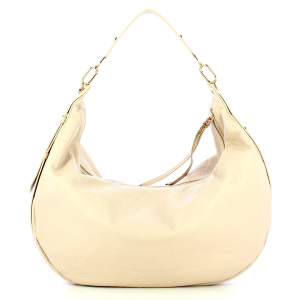 Borbonese - Hobo Bag Oyster Large leather Porridge - 923529AV9 - PORRIDGE