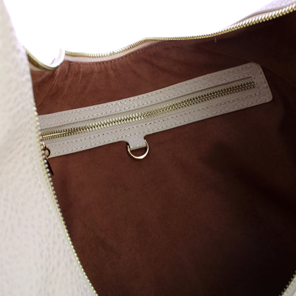 Borbonese - Hobo Bag Oyster Large leather Porridge - 923529AV9 - PORRIDGE