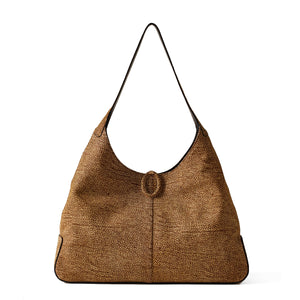 Borbonese - Hobo Bag Large in suede OP Naturale - 923870684 - OP/NATURALE