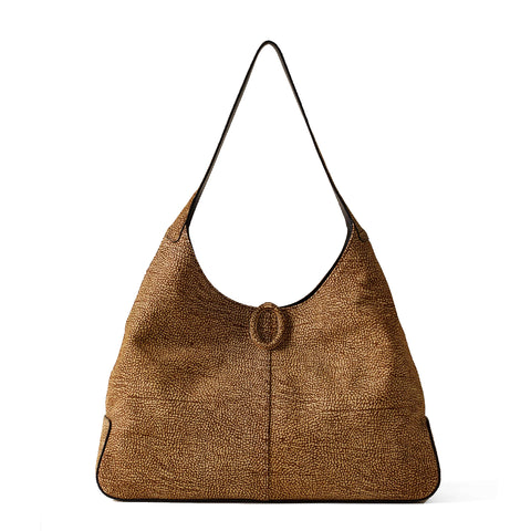 Borbonese - Hobo Bag Large in suede OP Naturale - 923870684 - OP/NATURALE
