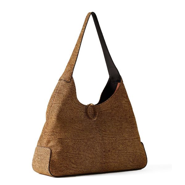 Borbonese - Hobo Bag Large in suede OP Naturale - 923870684 - OP/NATURALE