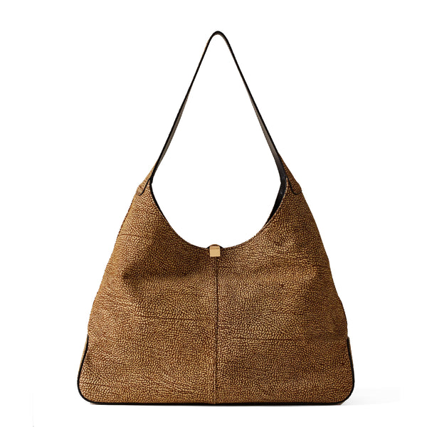 Borbonese - Hobo Bag Large in suede OP Naturale - 923870684 - OP/NATURALE