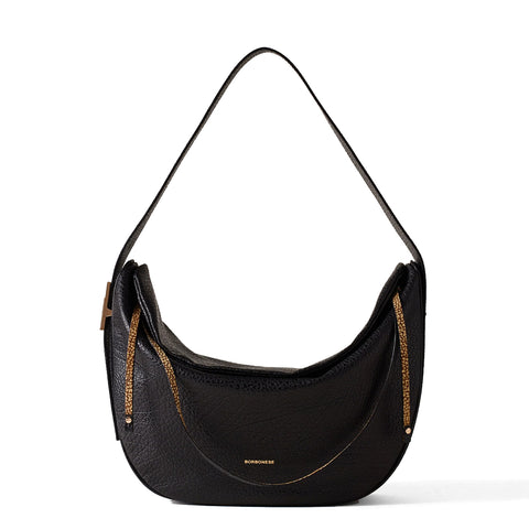 Borbonese - Nueve Medium leather Nero Hobo Bag - 924427AV9 - NERO